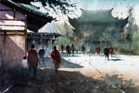 Javid Tabatabaei, Japan, 14 x 21 Inch, Watercolour on Paper, Cityscape Painting, AC-JTT-002